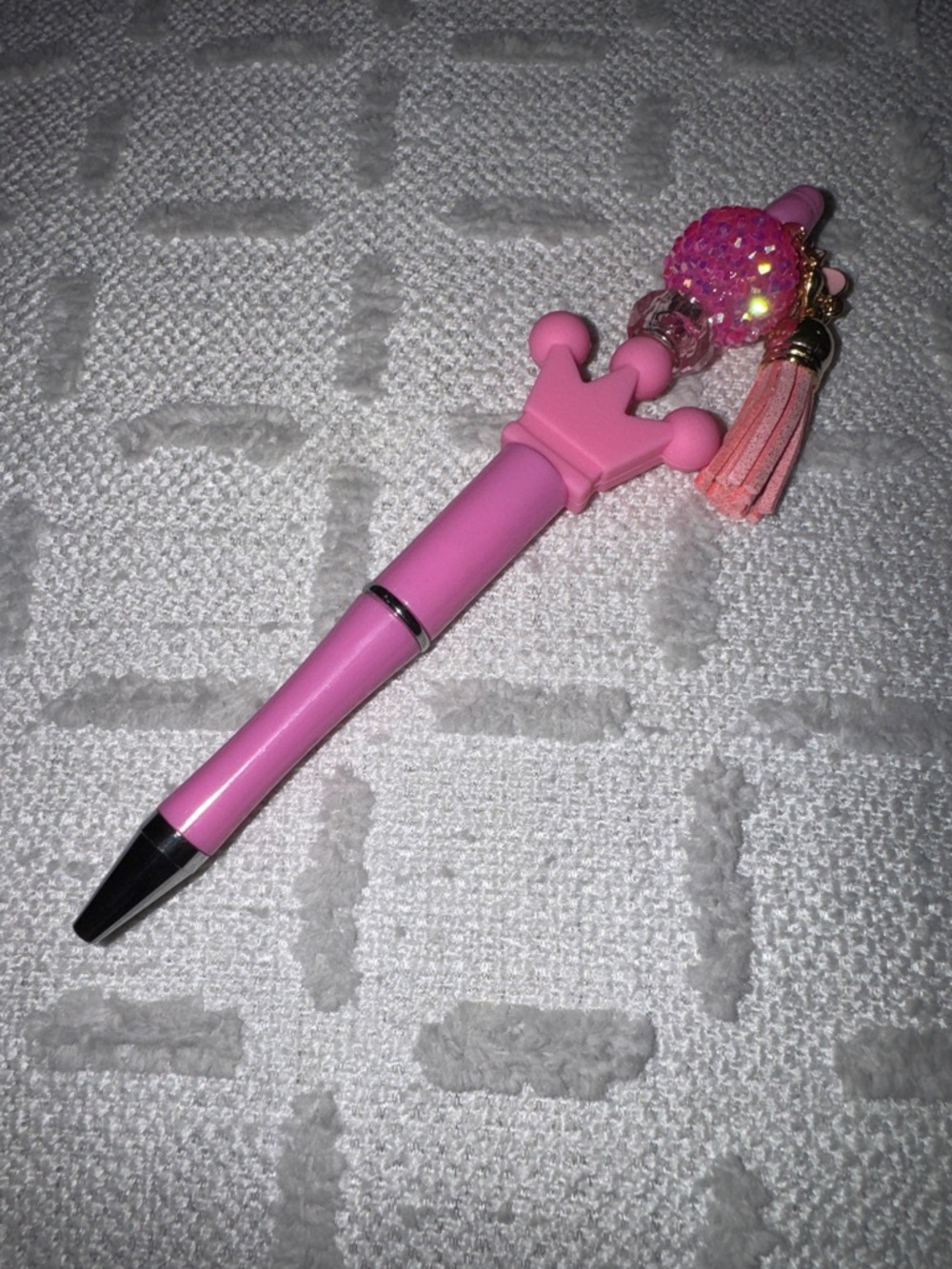Pink Crown Tassel Ballpoint Pen – Decorative Writing Accessory